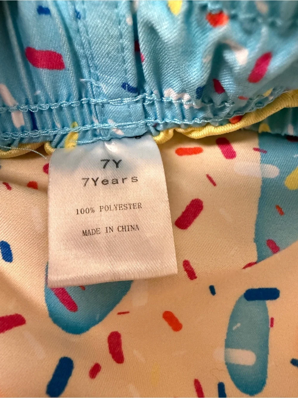 Kids Blue & Cream Ice Cream Drip Swim Trunks with Sprinkles